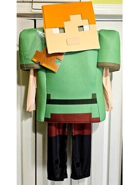 Minecraft Alex Deluxe Costume Girls10-12 Kids Mask Disguise Halloween Pixelated
